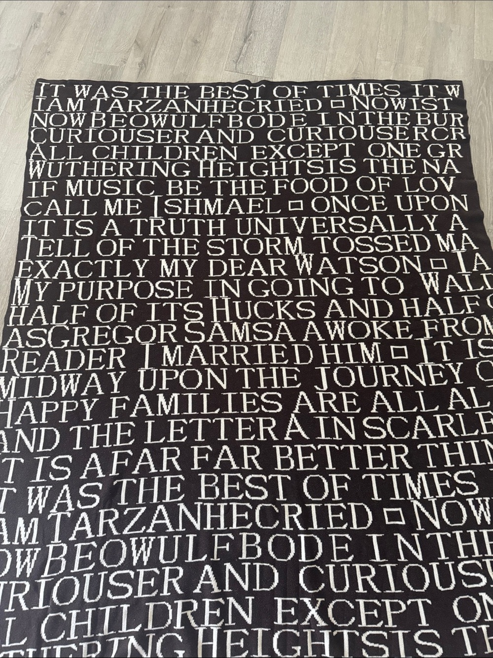 Barnes & Noble Throw Blanket Literary Quotes Classic Books 50”x 60” Brown/Ivory - Picture 5 of 8